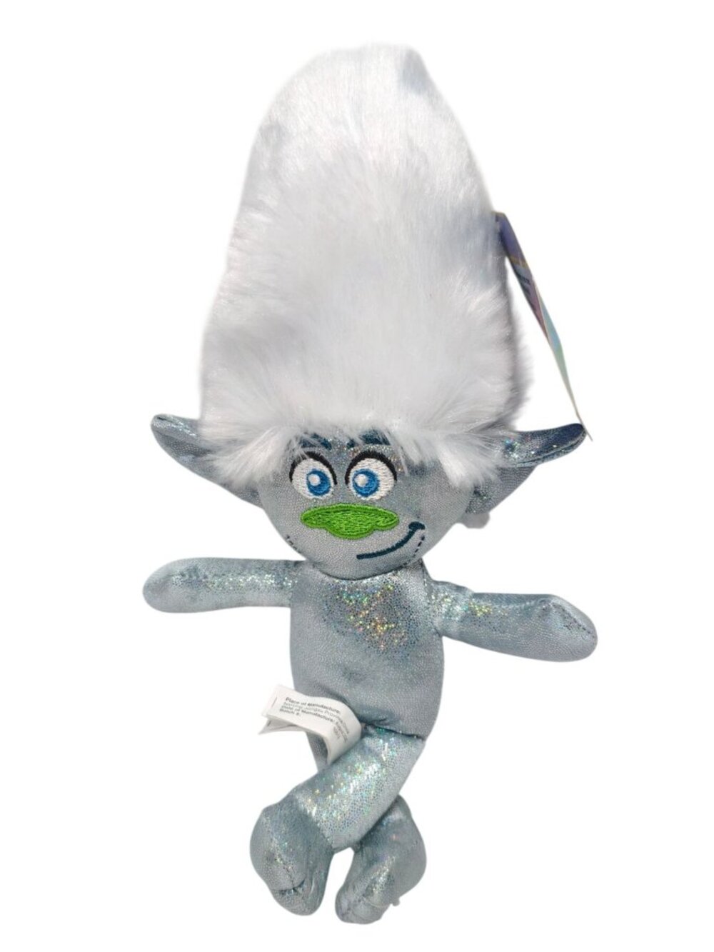 DreamWorks Trolls Guy Diamond Plush Silver Glitter White Hair Stuffed Doll New
